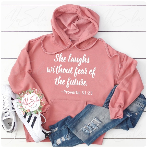 Tops - Mauve “Proverbs 31:25” Hoodie Pullover